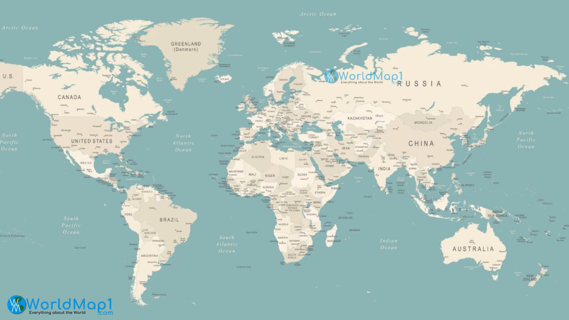 North Ameria and World Country Boundaries Map